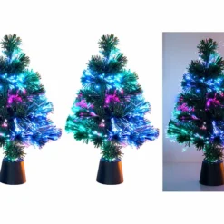2 Sapins De Noël Artificiels Lumineux Avec Fibre Optique LED