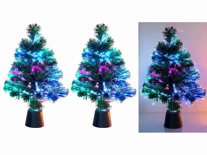 2 Sapins De Noël Artificiels Lumineux Avec Fibre Optique LED 1 2 Sapins De Noël Artificiels Lumineux Avec Fibre Optique LED