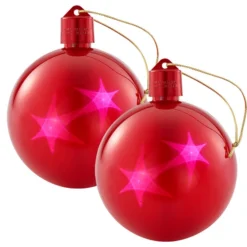 Set De 2 Boules De Noël Avec LED Effet 3D - Rouge