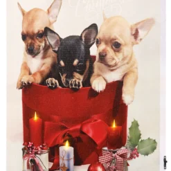 Pearl Noël Soldes Boutique -Pearl Noël Soldes Boutique tableau de noel a 3 led avec des chiots ref NX8970 1