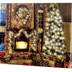 Tableau Lumineux à LED Lumière Vacillante "Magie De Noël" 40 X 30 Cm