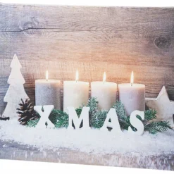 Pearl Noël Soldes Boutique -Pearl Noël Soldes Boutique tableau lumineux bougies de noel 30 x 20 cm ref NX7711 2