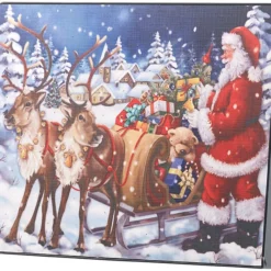 Pearl Noël Soldes Boutique -Pearl Noël Soldes Boutique tableau lumineux pere noel et son traineau 28 x 23 cm ref NX8790 3